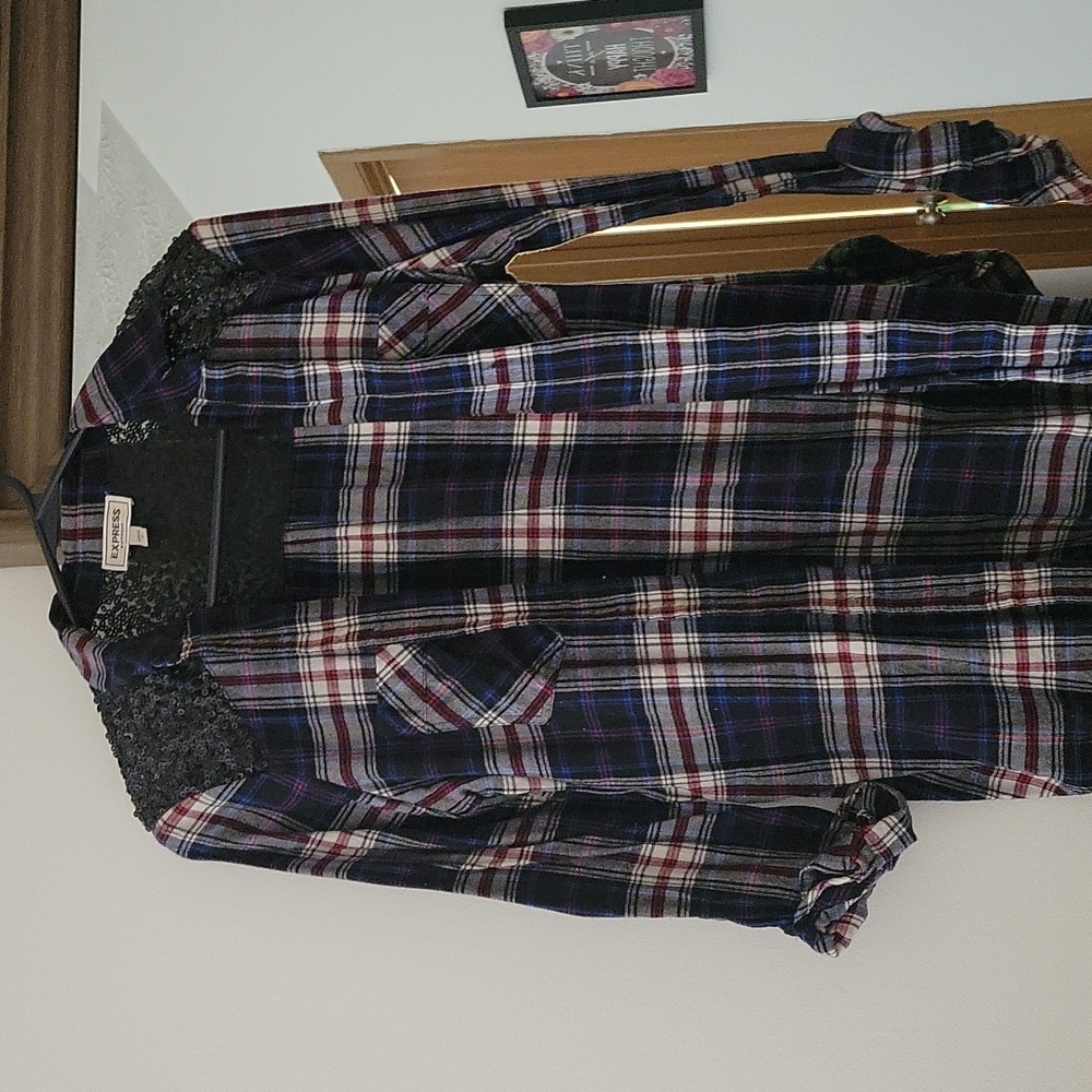 Express Sequin Flannel Top